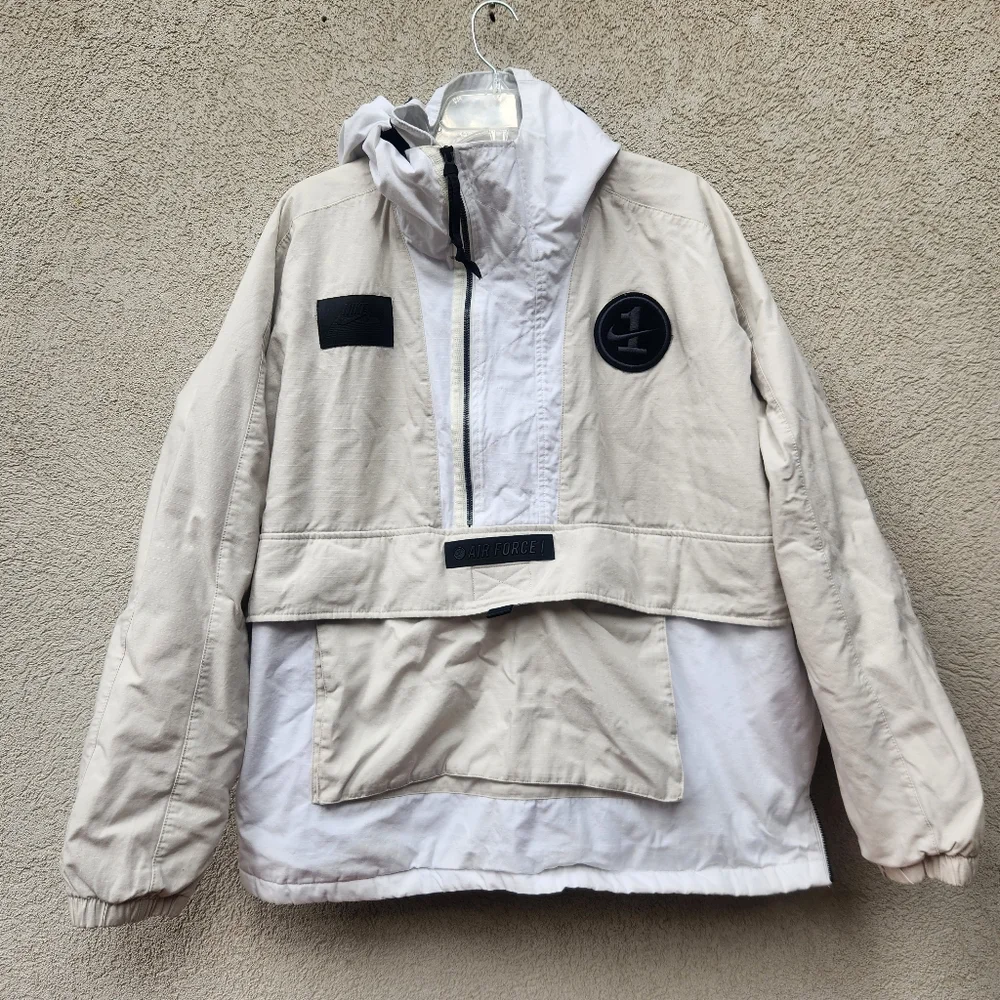 NIKE Air Force Jacket Men's Large White Pullover Half Zip Snowboard Ski Hoodie - Picture 1 of 16